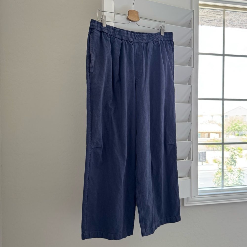 COS Men's Wide-leg Chambray Linen/Cotton French Blue Trousers Sz L - Picture 11 of 16